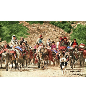 نخ و نقشه تابلو فرش ایرانی کد 32- کوچ عشایر
