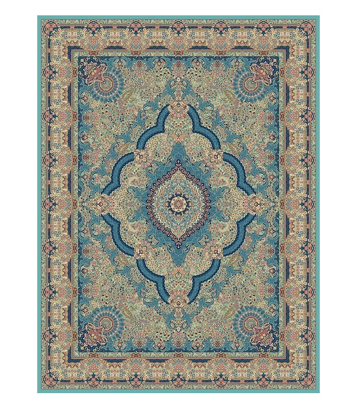 فرش مشهد طرح 87099 آبی