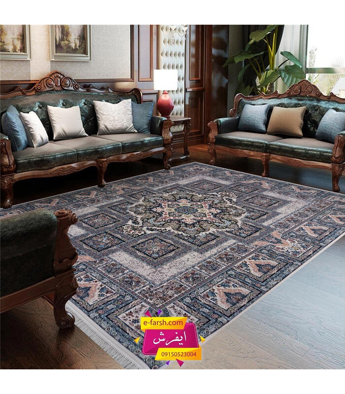 فرش زمرد مشهد طرح 22000 کرم گل برجسته