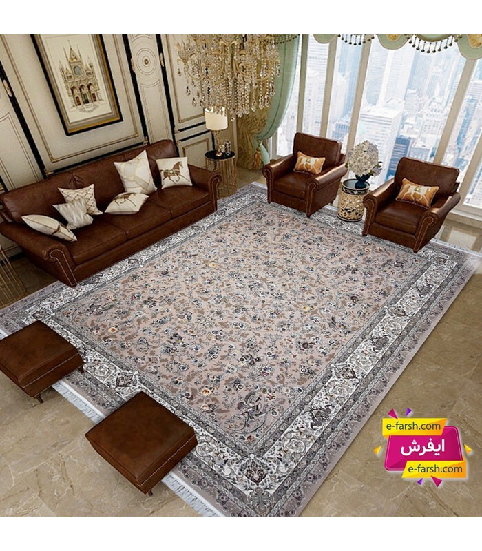 فرش ماشینی زمرد مشهد طرح 22006 موزی گل برجسته