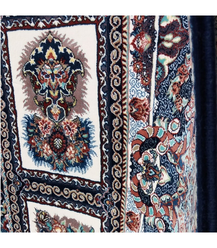 فرش ماشینی زمرد مشهد طرح 25032 سورمه ای