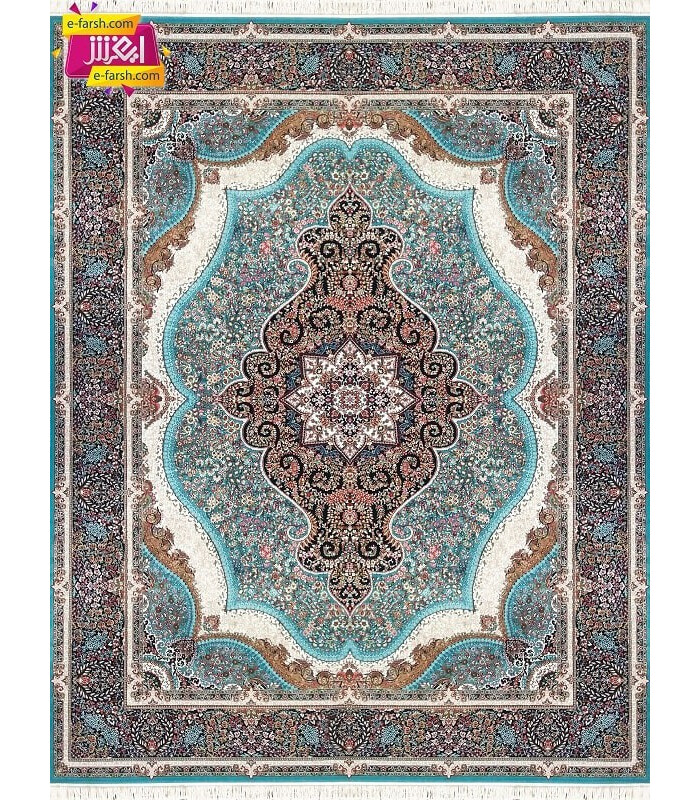 فرش مشهد طرح 87120 آبی