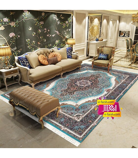 فرش مشهد طرح 87120 آبی