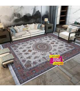 فرش ماشینی زمرد مشهد طرح 45002 کرم