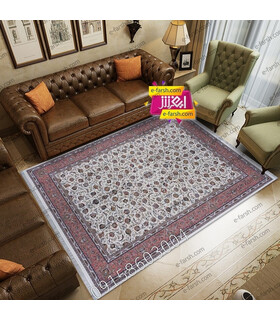فرش ماشینی زمرد مشهد طرح 45000 کرم صورتی