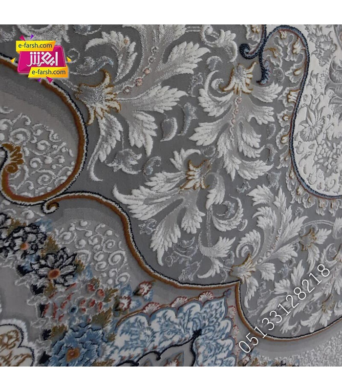 فرش ماشینی نگین مشهد طرح 1219 کرم گل برجسته