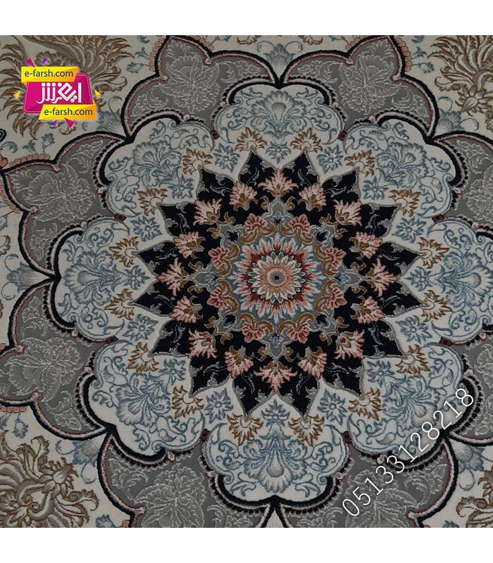 فرش ماشینی نگین مشهد طرح 1219 کرم گل برجسته