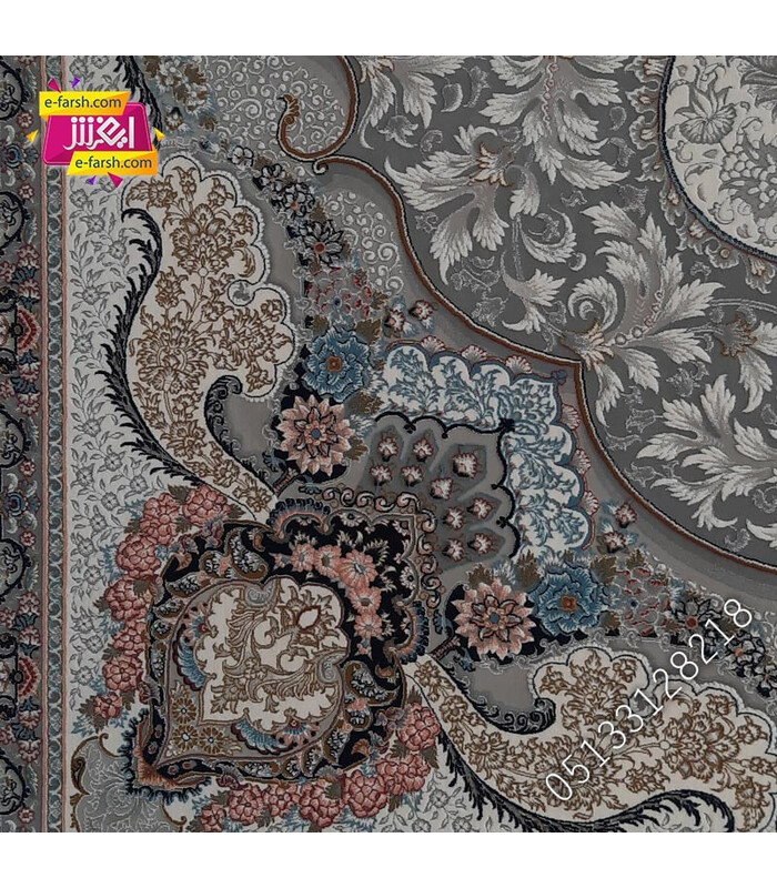 فرش ماشینی نگین مشهد طرح 1219 کرم گل برجسته