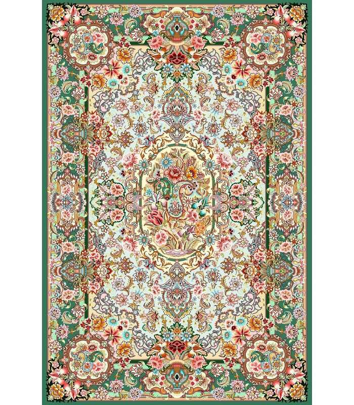 نخ و نقشه فرش طرح سالاری کد 1 زمینه کرم