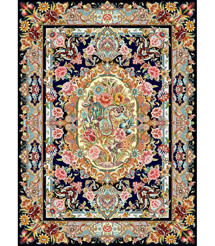 نخ و نقشه فرش کد 15 زمینه سورمه ای