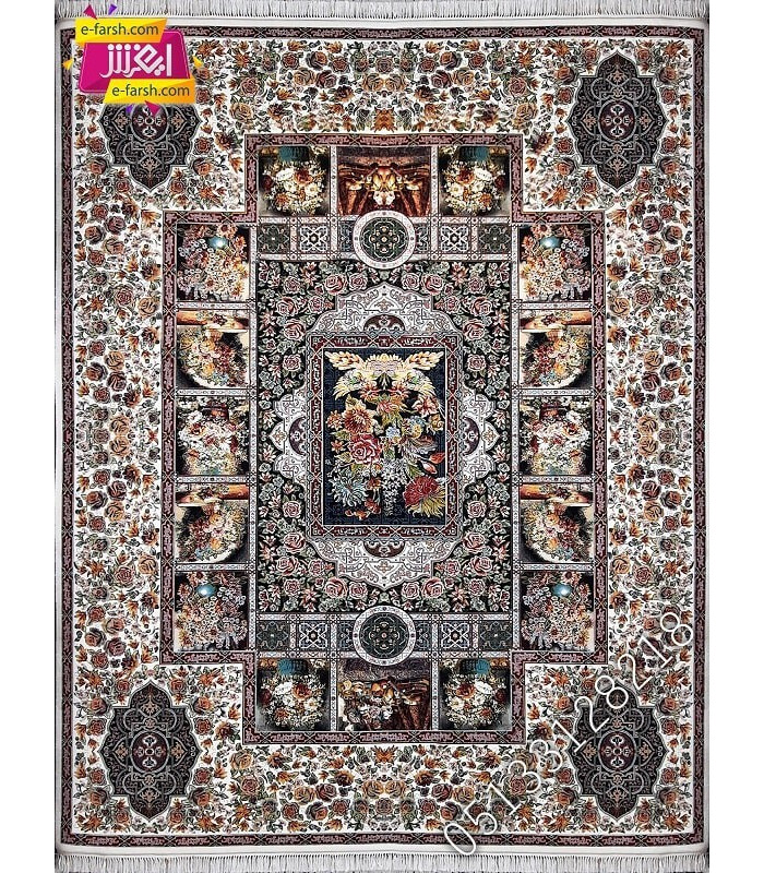 فرش ماشینی آرا مشهد طرح 25586 کرم