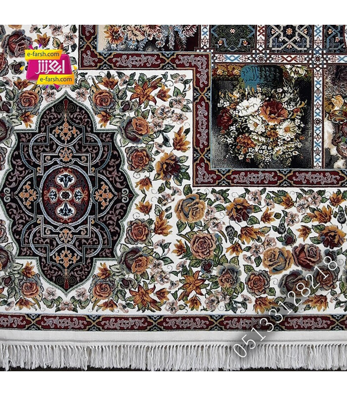 فرش ماشینی آرا مشهد طرح 25586 کرم