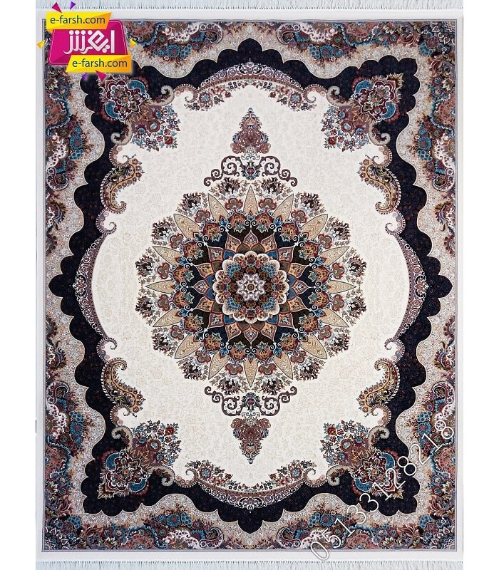 فرش ماشینی زمرد مشهد طرح 25035 کرم