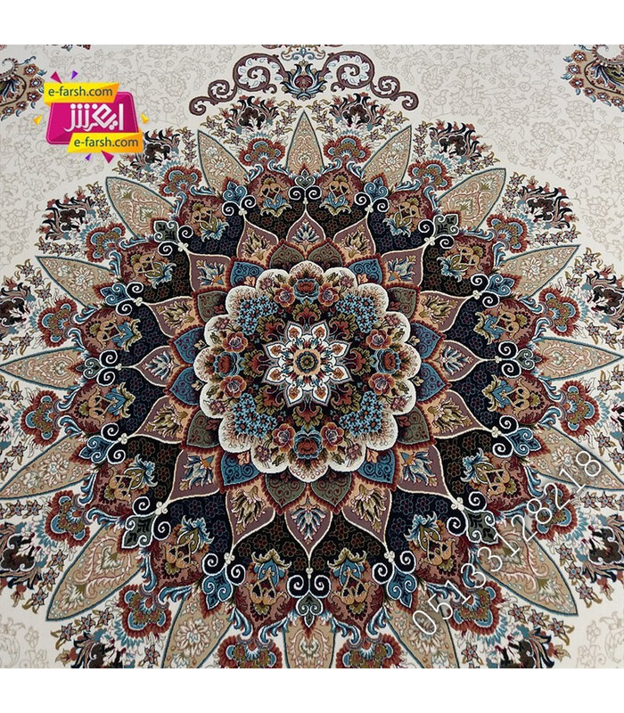 فرش ماشینی زمرد مشهد طرح 25035 کرم