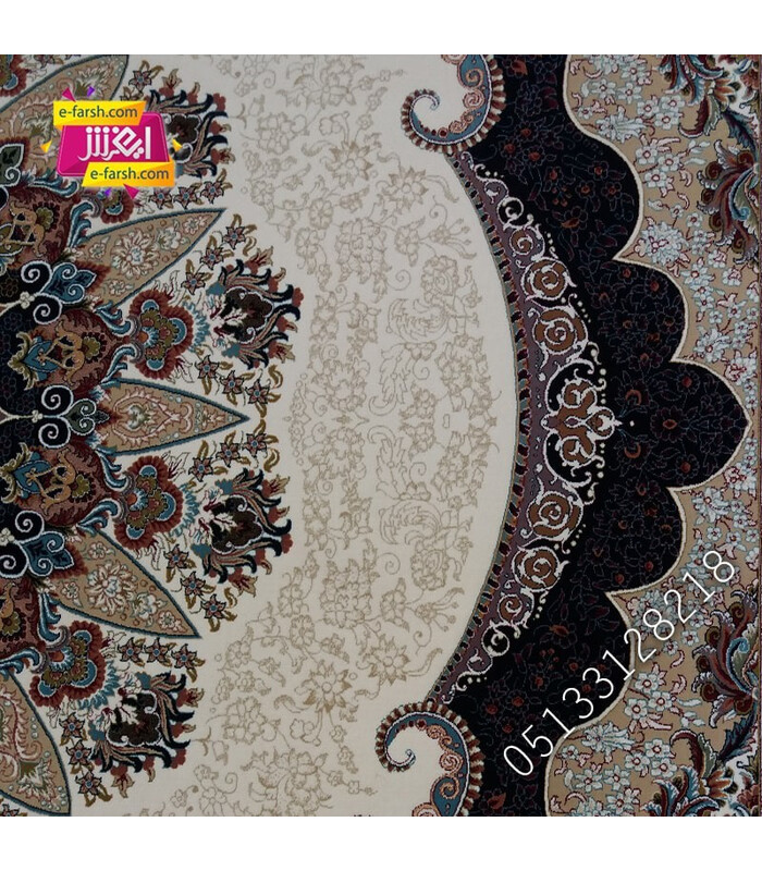 فرش ماشینی زمرد مشهد طرح 25035 کرم