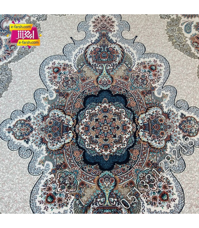 فرش ماشینی زمرد مشهد طرح 25027 کرم