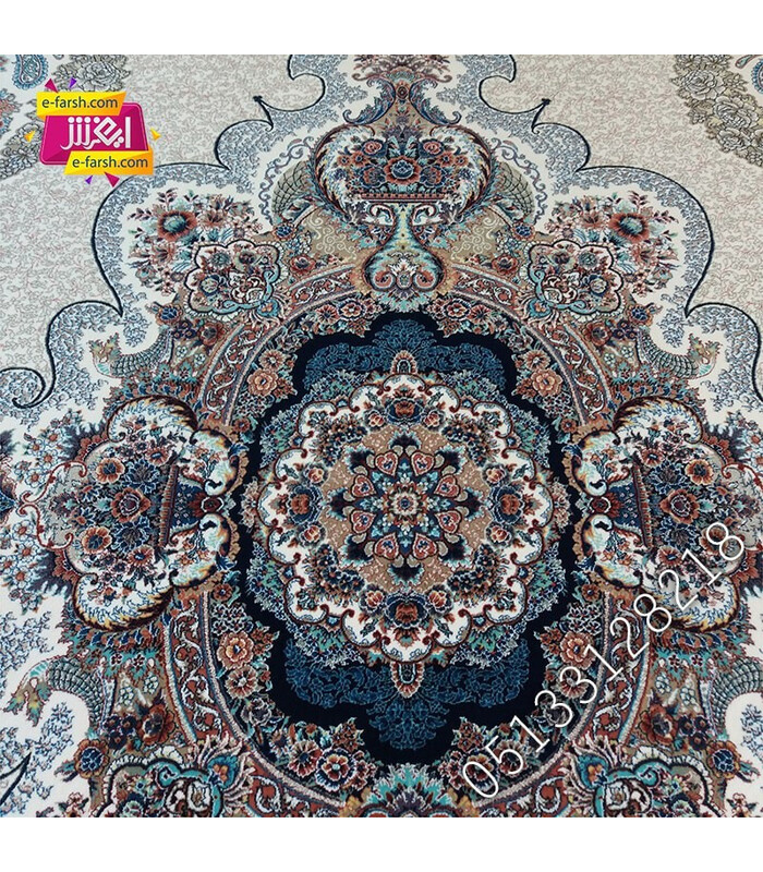 فرش ماشینی زمرد مشهد طرح 25027 کرم