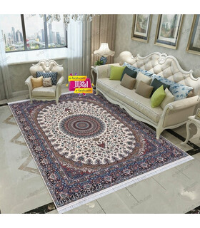 فرش ماشینی زمرد مشهد طرح 25027 کرم