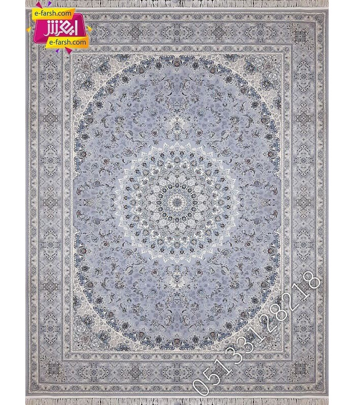 فرش ماشینی زمرد مشهد طرح 22008 طوسی گل برجسته