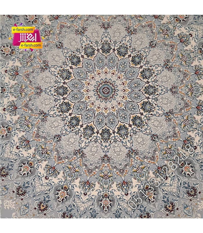 فرش ماشینی زمرد مشهد طرح 22008 طوسی گل برجسته