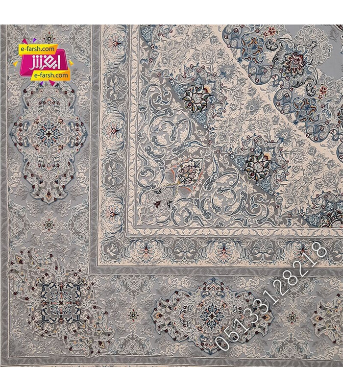 فرش ماشینی زمرد مشهد طرح 22008 طوسی گل برجسته
