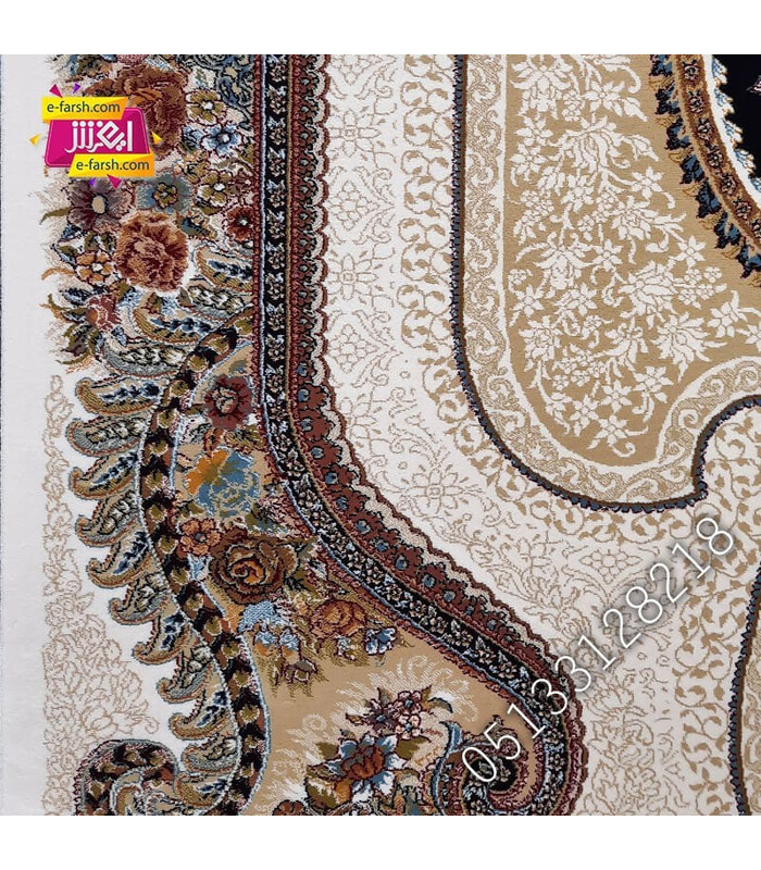 فرش ماشینی زمرد مشهد طرح 25066 کرم