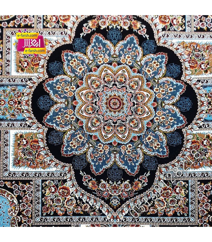 فرش ماشینی آرا مشهد طرح 25590 آبی