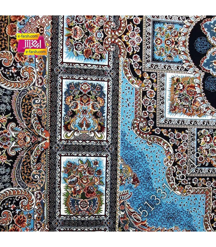 فرش ماشینی آرا مشهد طرح 25590 آبی