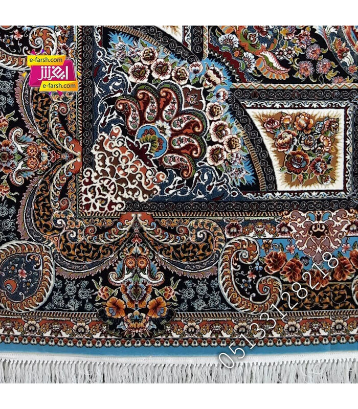 فرش ماشینی آرا مشهد طرح 25590 آبی