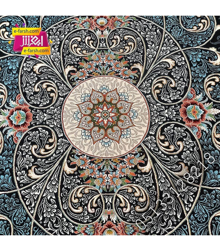 فرش ماشینی آرا مشهد طرح 25600 سورمه ای