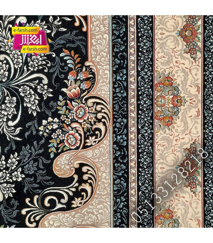 فرش ماشینی آرا مشهد طرح 25600 سورمه ای