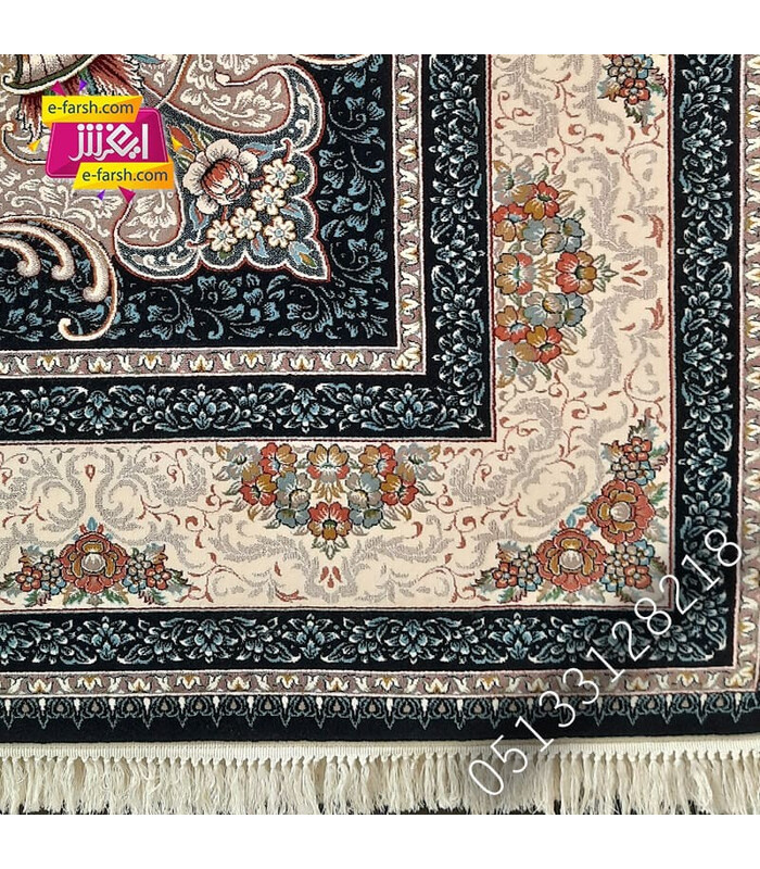 فرش ماشینی آرا مشهد طرح 25600 سورمه ای