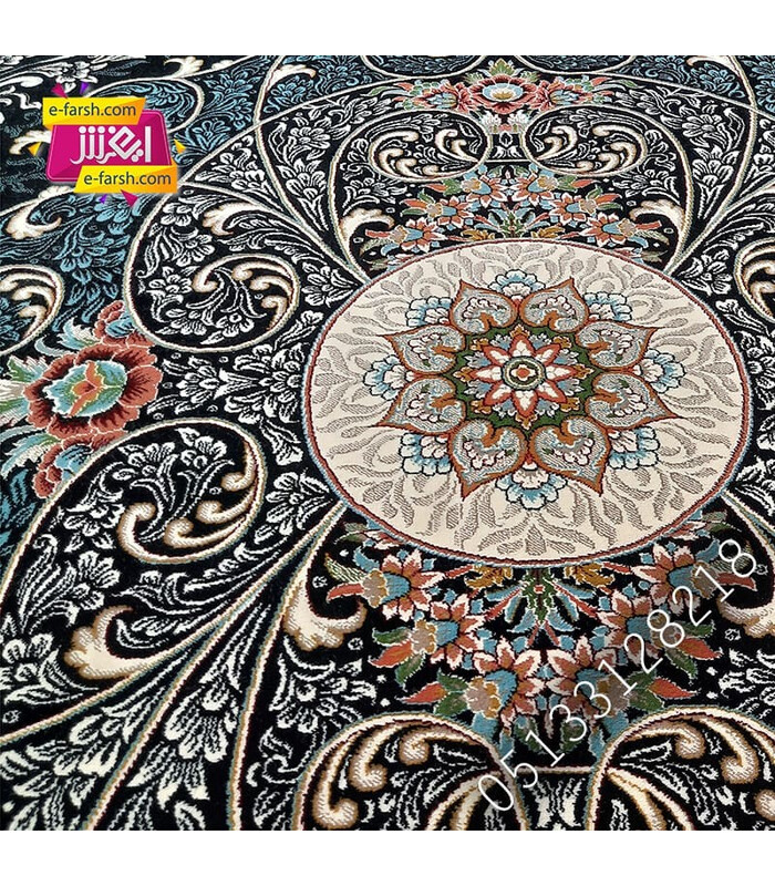 فرش ماشینی آرا مشهد طرح 25600 سورمه ای