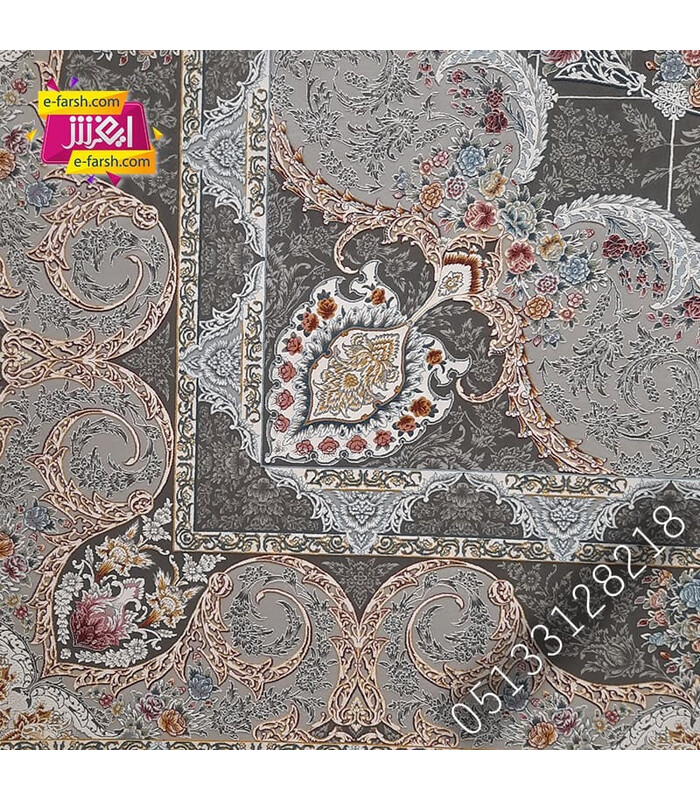 فرش ماشینی زمرد مشهد طرح 55002 الماسی گل برجسته