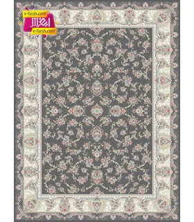فرش ماشینی مشهد 1200 شانه طرح 803606 زغال سنگی گل برجسته