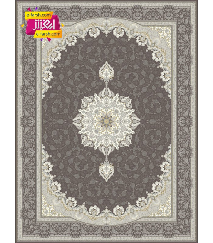 فرش ماشینی مشهد 1200 شانه طرح 806001 زغال سنگی