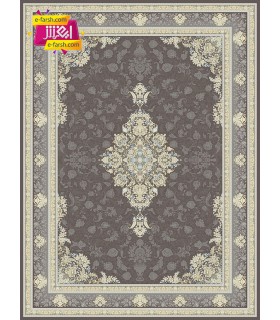 فرش ماشینی مشهد 1200 شانه طرح 806026 زغال سنگی
