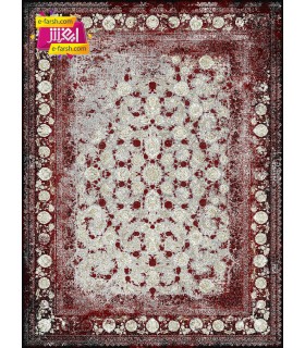 فرش ماشینی مشهد 1200 شانه طرح 803592 سورمه ای گل برجسته