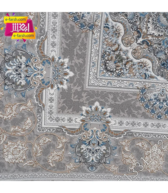 فرش نگین مشهد 1500 شانه طرح 1501 طوسی گل برجسته