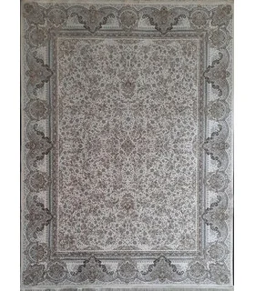 فرش نگین مشهد 1500 شانه طرح 1503 کرم گل برجسته