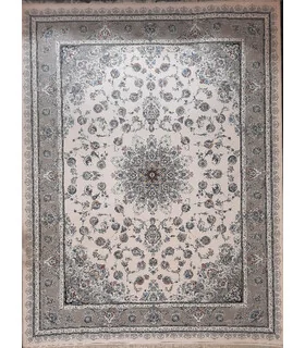 فرش نگین مشهد 1500 شانه طرح 1508 کرم گل برجسته