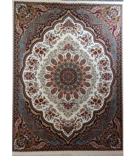 فرش زمرد مشهد طرح 25012 کرم
